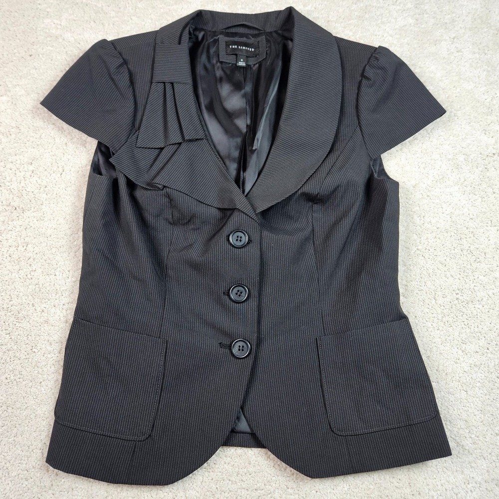 The Limited 6 Pinstripe Blazer Office Siren Y2K Corporate Chic Dark Academia